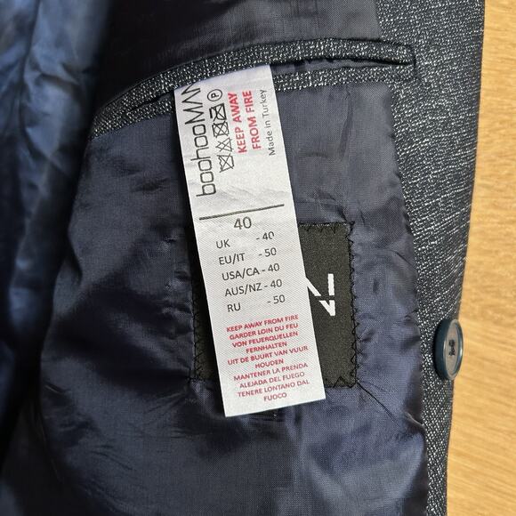 Boohoo Man Blazer Mens Sz 40 Blue Double Breasted Sport Coat Jacket - Picture 4 of 11